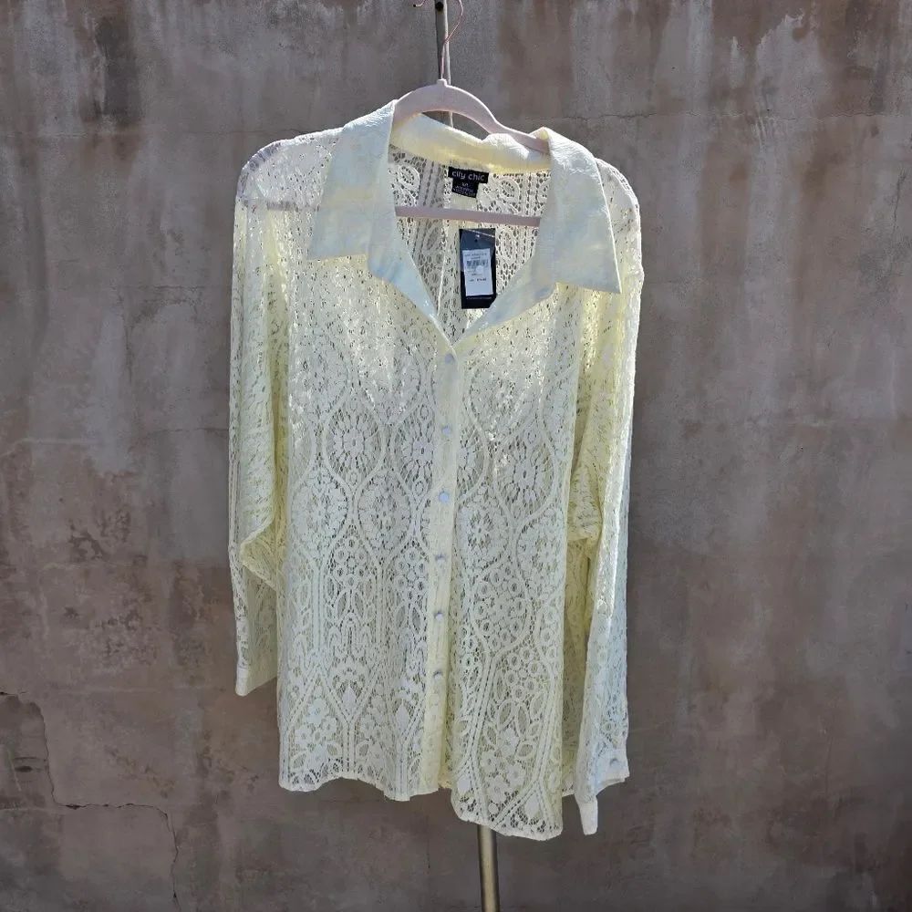 City Chic Cream Lace Blouse